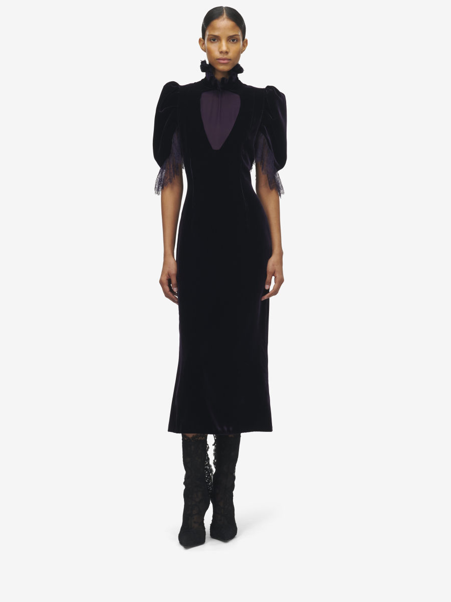 ALEXANDER MCQUEEN - Fluid Velvet Evening Dress - Item 843785QEAGW51